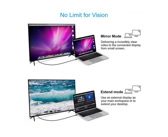 Кабель мультимедийный USB-C to HDMI 3.0m USB 3.1 Thunderbolt 3 Choetech (XCH-0030), изображение 6 Кабель мультимедийный USB-C to HDMI 3.0m USB 3.1 Thunderbolt 3 Choetech (XCH-0030), изображение 6
