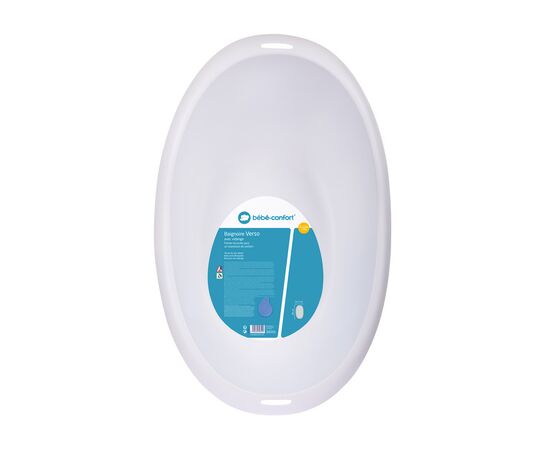 Ванночка Bebe Confort VERSO эргономичная со сливом (белая с синей пробкой) (3107201900), изображение 2 Ванночка Bebe Confort VERSO эргономичная со сливом (белая с синей пробкой) (3107201900), изображение 2