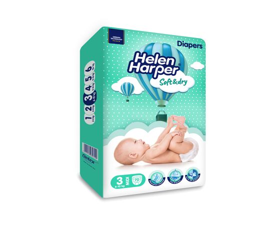 Подгузники Helen Harper Soft&Dry New Midi Размер 3 (6-10 кг) 70 шт (2316773), изображение 6 Подгузники Helen Harper Soft&Dry New Midi Размер 3 (6-10 кг) 70 шт (2316773), изображение 6