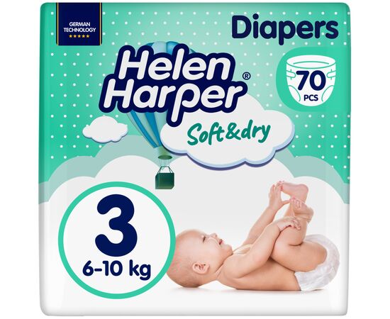 Подгузники Helen Harper Soft&Dry New Midi Размер 3 (6-10 кг) 70 шт (2316773)