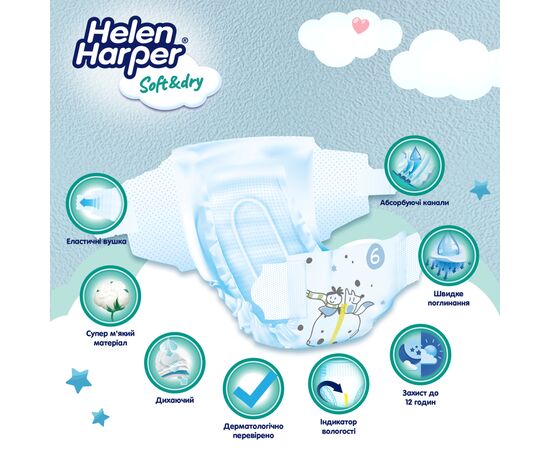 Подгузники Helen Harper Soft&Dry New XL Размер 6 (15+ кг) 26 шт (2316780), изображение 2 Подгузники Helen Harper Soft&Dry New XL Размер 6 (15+ кг) 26 шт (2316780), изображение 2