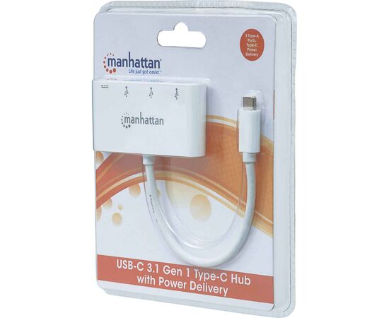 Концентратор Intracom Manhattan Type-C 4-port USB 3.0 + 3.1 PD white (163552), изображение 4 Концентратор Intracom Manhattan Type-C 4-port USB 3.0 + 3.1 PD white (163552), изображение 4
