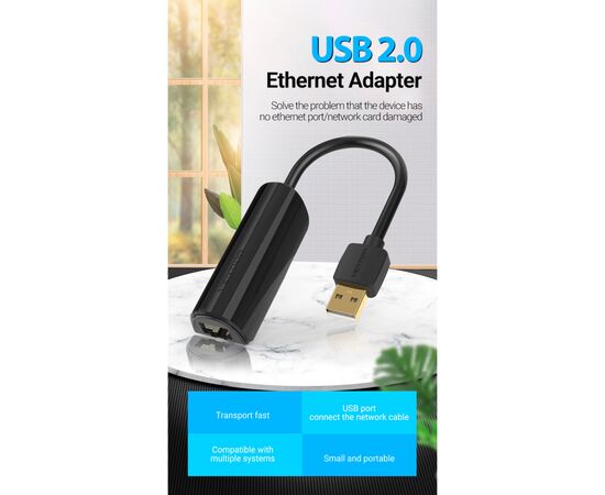 Переходник USB 2.0 to Ethernet RJ45 100Mb Vention (CEGBB), изображение 4 Переходник USB 2.0 to Ethernet RJ45 100Mb Vention (CEGBB), изображение 4
