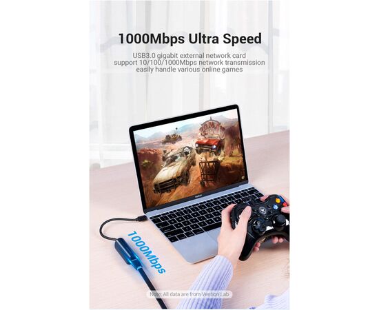 Переходник USB3.1 Type-C to Ethernet RJ45 1000 Mb Gigabit Vention (CFBBB), изображение 4 Переходник USB3.1 Type-C to Ethernet RJ45 1000 Mb Gigabit Vention (CFBBB), изображение 4