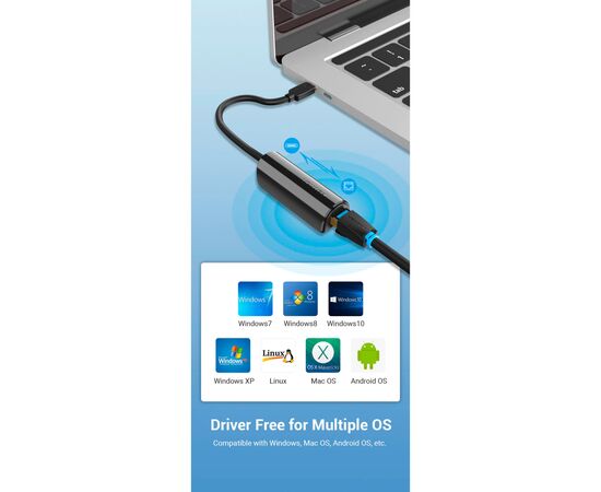 Переходник USB3.1 Type-C to Ethernet RJ45 1000 Mb Gigabit Vention (CFBBB), изображение 7 Переходник USB3.1 Type-C to Ethernet RJ45 1000 Mb Gigabit Vention (CFBBB), изображение 7