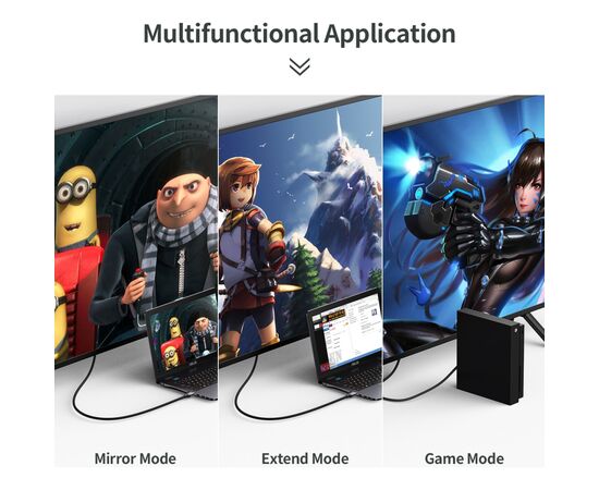 Кабель мультимедийный HDMI to HDMI 2.0m V2.1, 8K60Hz Choetech (XHH01), изображение 6 Кабель мультимедийный HDMI to HDMI 2.0m V2.1, 8K60Hz Choetech (XHH01), изображение 6