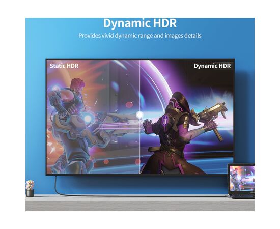 Кабель мультимедийный HDMI to HDMI 2.0m V2.1, 8K60Hz Choetech (XHH01), изображение 8 Кабель мультимедийный HDMI to HDMI 2.0m V2.1, 8K60Hz Choetech (XHH01), изображение 8