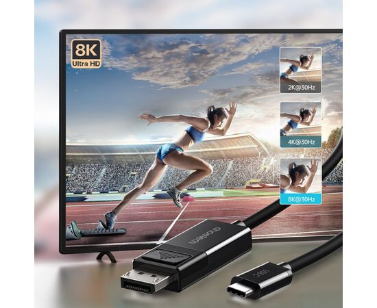 Кабель мультимедийный USB 3.1 Type-C to DisplayPort 1.8m V1.4 Thunderbolt 3 4K60Hz PVC Choetech (XCP-1803), изображение 3 Кабель мультимедийный USB 3.1 Type-C to DisplayPort 1.8m V1.4 Thunderbolt 3 4K60Hz PVC Choetech (XCP-1803), изображение 3