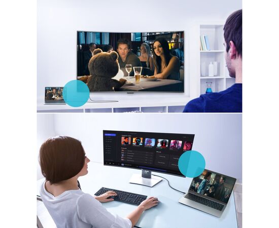 Кабель мультимедийный USB 3.1 Type-C to DisplayPort 1.8m V1.4 Thunderbolt 3 4K60Hz PVC Choetech (XCP-1803), изображение 7 Кабель мультимедийный USB 3.1 Type-C to DisplayPort 1.8m V1.4 Thunderbolt 3 4K60Hz PVC Choetech (XCP-1803), изображение 7