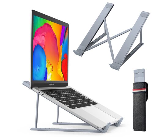 Подставка для ноутбука Choetech до 17", алюминий, компактный (H055-GY), изображение 2 Подставка для ноутбука Choetech до 17", алюминий, компактный (H055-GY), изображение 2