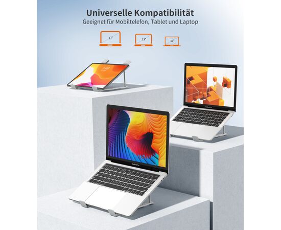 Подставка для ноутбука Choetech до 17", алюминий, компактный (H055-GY), изображение 6 Подставка для ноутбука Choetech до 17", алюминий, компактный (H055-GY), изображение 6