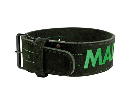 Атлетичний пояс MadMax MFB-301 Suede Single Prong шкіряний Black/Green XL (MFB-301_XL)