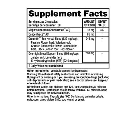 Трави Ridgecrest Herbals Природний Комплекс для Здорового Сну, DreamOn Zen, RidgeCres (RCH162), зображення 2 Трави Ridgecrest Herbals Природний Комплекс для Здорового Сну, DreamOn Zen, RidgeCres (RCH162), зображення 2