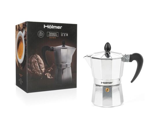 Гейзерная кофеварка Hölmer Aluminum 150 мл (CF-0150-AL), изображение 6 Гейзерная кофеварка Hölmer Aluminum 150 мл (CF-0150-AL), изображение 6