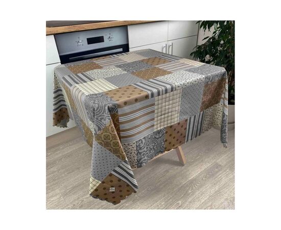 Скатерть Прованс водоотталкивающая Simfoni Печворк Какао 180х140 см (4823093411814), изображение 4