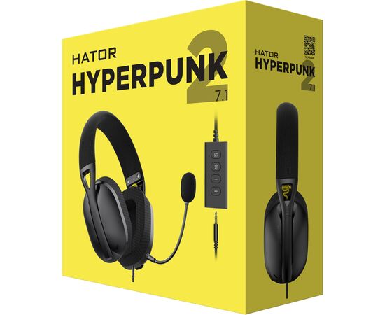 Наушники Hator Hyperpunk 2 USB 7.1 Black (HTA-845), изображение 6 Наушники Hator Hyperpunk 2 USB 7.1 Black (HTA-845), изображение 6