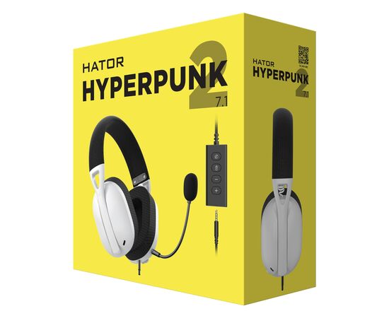Наушники Hator Hyperpunk 2 USB 7.1 Black/White (HTA-846), изображение 6 Наушники Hator Hyperpunk 2 USB 7.1 Black/White (HTA-846), изображение 6