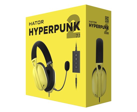 Наушники Hator Hyperpunk 2 USB 7.1 Black/Yellow (HTA-847), изображение 6 Наушники Hator Hyperpunk 2 USB 7.1 Black/Yellow (HTA-847), изображение 6