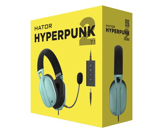 Наушники Hator Hyperpunk 2 USB 7.1 Black/Mint (HTA-848), изображение 6 Наушники Hator Hyperpunk 2 USB 7.1 Black/Mint (HTA-848), изображение 6