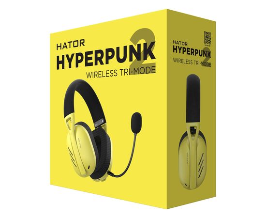 Наушники Hator Hyperpunk 2 Wireless Tri-mode Black/Yellow (HTA-857), изображение 6 Наушники Hator Hyperpunk 2 Wireless Tri-mode Black/Yellow (HTA-857), изображение 6