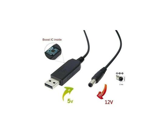 Кабель питания USB 2.0 AM to DC 5.5 х 2.1 mm 1.0m 5V to 12V Dynamode (DM-USB-DC-5.5x2.1-12V), изображение 5 Кабель питания USB 2.0 AM to DC 5.5 х 2.1 mm 1.0m 5V to 12V Dynamode (DM-USB-DC-5.5x2.1-12V), изображение 5