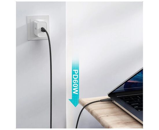 Дата кабель USB-C to USB-C 1.2m USB 2.0 60W Choetech (XCC-1003), изображение 4 Дата кабель USB-C to USB-C 1.2m USB 2.0 60W Choetech (XCC-1003), изображение 4