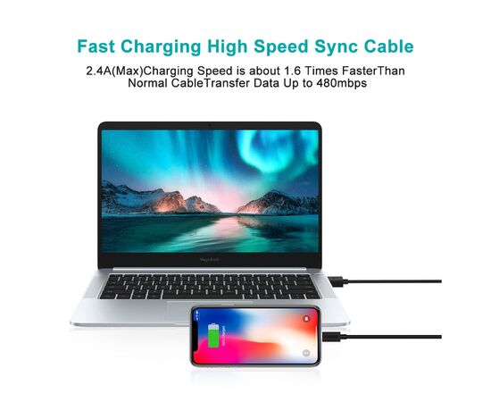 Дата кабель USB 2.0 AM to Lightning 1.2m 2.4A MFI Choetech (IP0026), изображение 5 Дата кабель USB 2.0 AM to Lightning 1.2m 2.4A MFI Choetech (IP0026), изображение 5