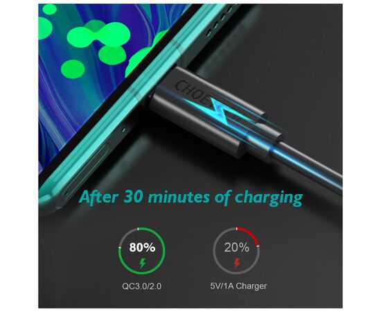 Дата кабель USB 2.0 AM to Type-C 2.0m 3A 18W PVC Choetech (AC0003), изображение 3 Дата кабель USB 2.0 AM to Type-C 2.0m 3A 18W PVC Choetech (AC0003), изображение 3