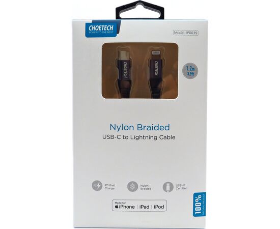 Дата кабель USB-C 3.1 to Lightning 1.2m 20W MFI Choetech (IP0039), изображение 3 Дата кабель USB-C 3.1 to Lightning 1.2m 20W MFI Choetech (IP0039), изображение 3