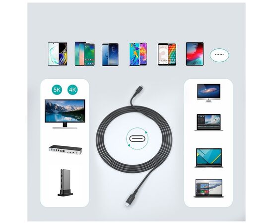Дата кабель USB-C to USB-C 2.0m USB 3.1 Gen2 PD100W Choetech (XCC-1007), изображение 4 Дата кабель USB-C to USB-C 2.0m USB 3.1 Gen2 PD100W Choetech (XCC-1007), изображение 4