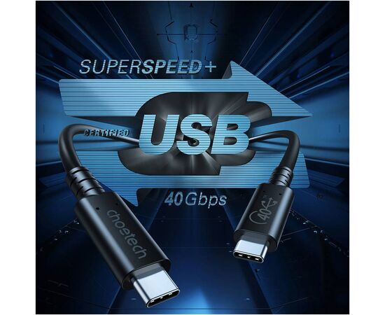 Дата кабель USB-C to USB-C 0.8m USB 4 100W 40Gbps 8K60Hz Choetech (XCC-1028), изображение 3 Дата кабель USB-C to USB-C 0.8m USB 4 100W 40Gbps 8K60Hz Choetech (XCC-1028), изображение 3