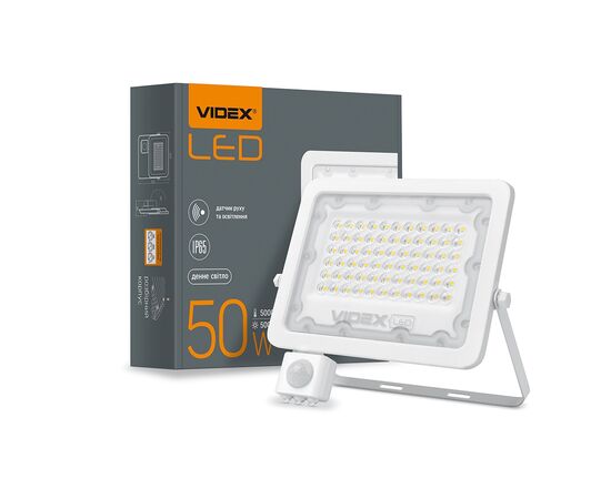 Прожектор Videx LED  50W 5000K с датчиком движения (VL-F2e505W-S), изображение 5 Прожектор Videx LED  50W 5000K с датчиком движения (VL-F2e505W-S), изображение 5