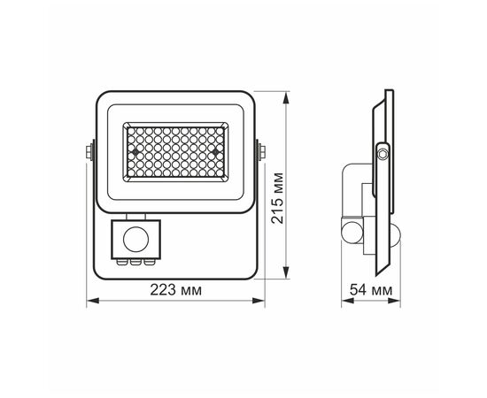 Прожектор Videx LED  50W 5000K с датчиком движения (VL-F2e505W-S), изображение 6 Прожектор Videx LED  50W 5000K с датчиком движения (VL-F2e505W-S), изображение 6