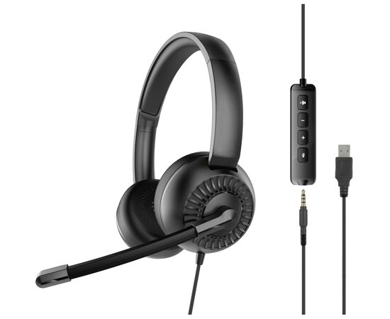 Наушники Speedlink METIS USB Stereo Headset 3.5mm Jack with USB Soundcard Black (SL-870007-BK)