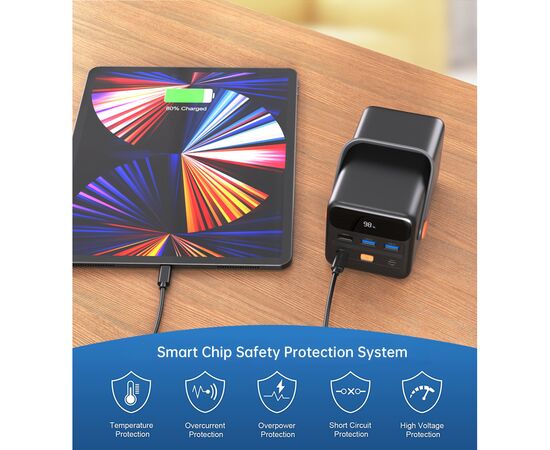 Батарея универсальная Choetech 50000mAh, PD/3.0/65W, QC/3.0/18W, USB-C, 3*USB-A, mirco USB, LED Light (B664-CCBE), изображение 6 Батарея универсальная Choetech 50000mAh, PD/3.0/65W, QC/3.0/18W, USB-C, 3*USB-A, mirco USB, LED Light (B664-CCBE), изображение 6