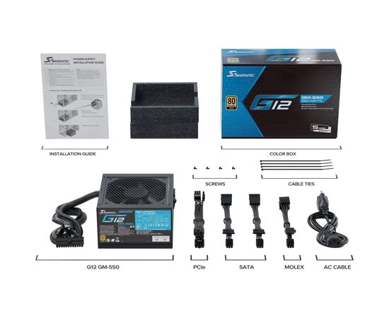 Блок питания Seasonic 550W G12 GM-550 (A551GMAFH), изображение 5 Блок питания Seasonic 550W G12 GM-550 (A551GMAFH), изображение 5