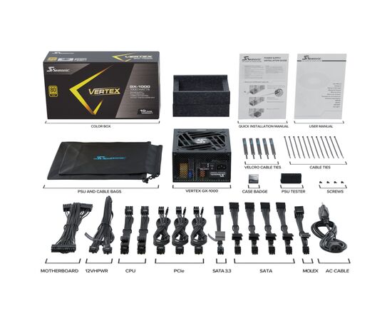 Блок питания Seasonic 1000W VERTEX GX-1000 (12102GXAFS), изображение 7 Блок питания Seasonic 1000W VERTEX GX-1000 (12102GXAFS), изображение 7