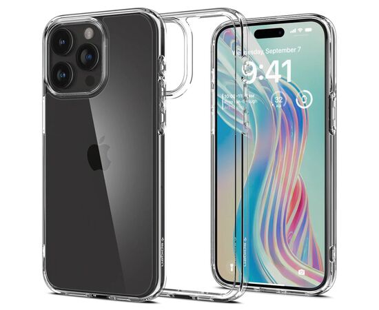 Чехол для мобильного телефона Spigen Apple iPhone 15 Pro Crystal Hybrid Crystal Clear (ACS06471), изображение 2 Чехол для мобильного телефона Spigen Apple iPhone 15 Pro Crystal Hybrid Crystal Clear (ACS06471), изображение 2