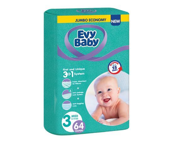 Подгузники Evy Baby Midi Jumbo 5-9 кг 64 шт (8683881000271)