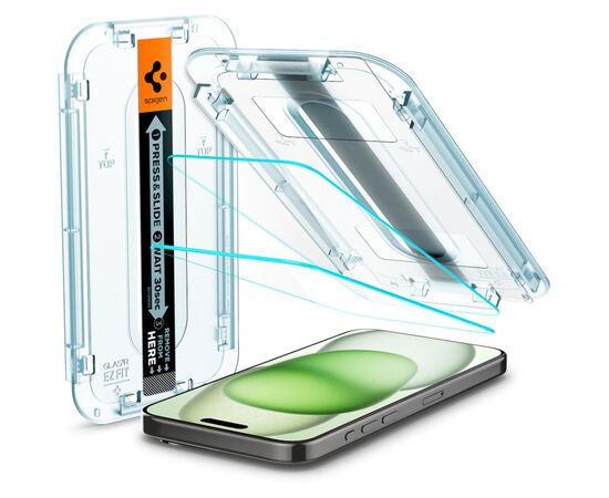 Стекло защитное Spigen Apple iPhone 15 Plus EZ FIT tR (2 Pack) (AGL06883), изображение 2 Стекло защитное Spigen Apple iPhone 15 Plus EZ FIT tR (2 Pack) (AGL06883), изображение 2