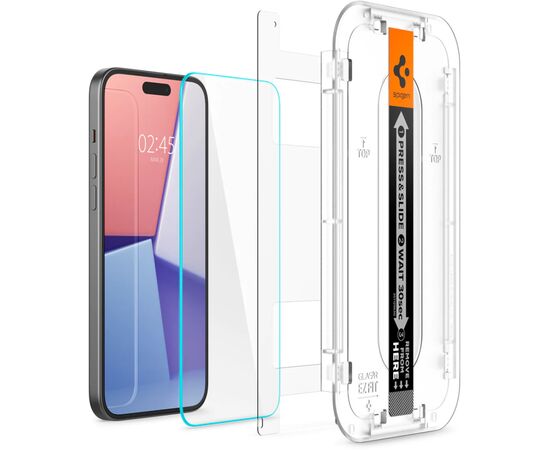 Стекло защитное Spigen Apple iPhone 15 Plus EZ FIT tR (2 Pack) (AGL06883)