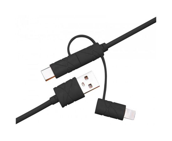 Дата кабель USB 2.0 AM to Lightning + Micro 5P + Type-C 1.2m black XoKo (SC-310-BK)