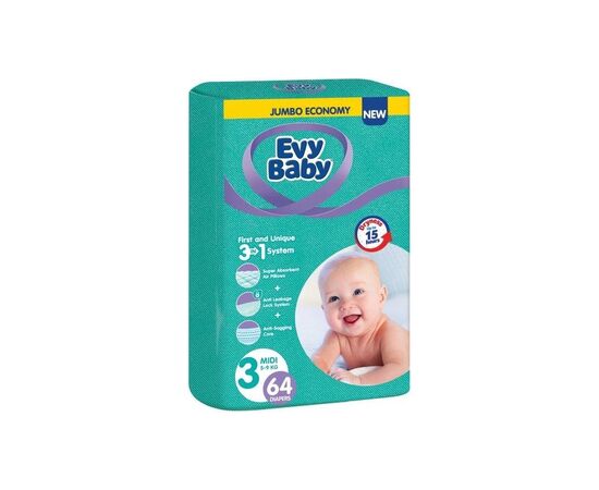 Подгузники Evy Baby Midi Jumbo 5-9 кг 64 шт (8690506520250)