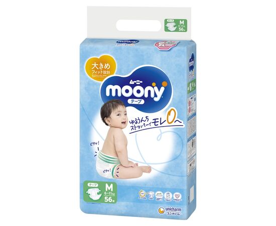 Подгузники Moony Unicharm Розмір M 6-11 кг, 56 шт (4903111141937)