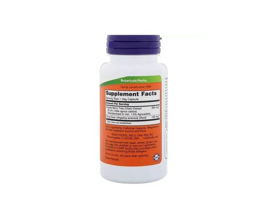 Вітамінно-мінеральний комплекс Now Foods Екстракт Вітексу з Дудником, Chaste Berry Extract with Dong Quai, 300мг, (NOW-04773), зображення 2 Вітамінно-мінеральний комплекс Now Foods Екстракт Вітексу з Дудником, Chaste Berry Extract with Dong Quai, 300мг, (NOW-04773), зображення 2