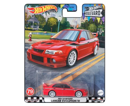 Машина Hot Wheels Mitsubishi Lancer Evolution VI серии Премиальные авто (GJT68/HKF26), изображение 5 Машина Hot Wheels Mitsubishi Lancer Evolution VI серии Премиальные авто (GJT68/HKF26), изображение 5