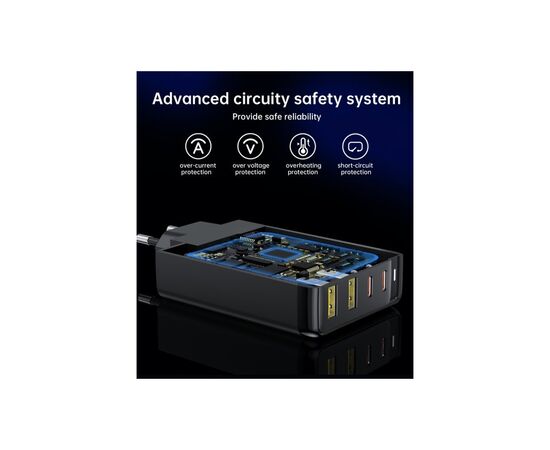 Блок питания к ноутбуку Choetech 140W GaN PD, QC/3.0, PPS, 2*Type-C, 2*USB-A (PD6005-EU-B), изображение 6 Блок питания к ноутбуку Choetech 140W GaN PD, QC/3.0, PPS, 2*Type-C, 2*USB-A (PD6005-EU-B), изображение 6