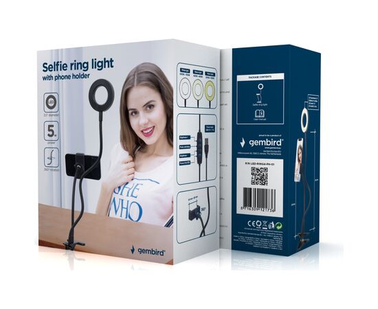 Набор блогера Gembird LED ring 3.5'' 5W, holder (LED-RING4-PH-01), изображение 6