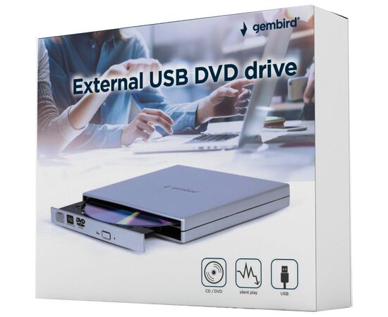 Оптический привод DVD-RW Gembird DVD-USB-02-SV, изображение 5 Оптический привод DVD-RW Gembird DVD-USB-02-SV, изображение 5