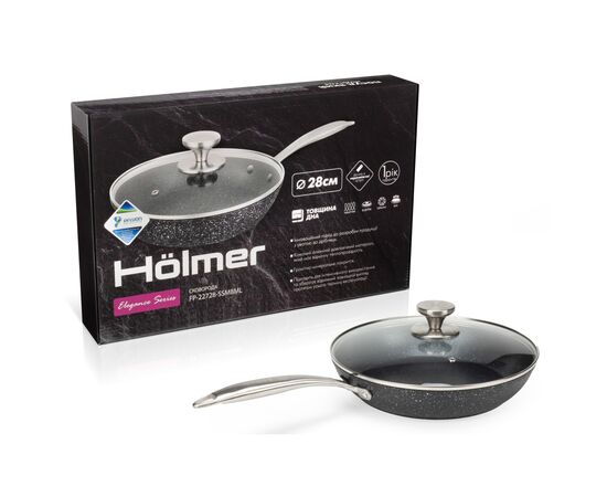 Сковорода Hölmer Elegance кована з кришкою 28 см (FP-22728-SSMBML Elegance), изображение 9 Сковорода Hölmer Elegance кована з кришкою 28 см (FP-22728-SSMBML Elegance), изображение 9